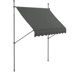 Outsunny 2.5 x 1.2m Retractable Awning, Free Standing Patio Sun Shade Shelter, UV Resistant, for Window and Door, Dark Grey - 1