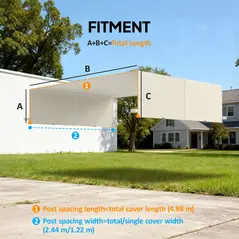 Outsunny 2 Pcs UV Protection Pergola Replacement Canopy, Pergola Shade Cover, Easy to Install, for 3 x 3(m) Pergola, Cream White - 3