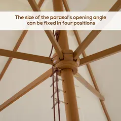 Outsunny 2 x 3m Wooden Garden Parasol Umbrella Outdoor Sun Shade Canopy, Cream White - 6