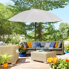 Outsunny 2.5m Tilting Parasol, with Pleated Canopy - Light Grey - 2