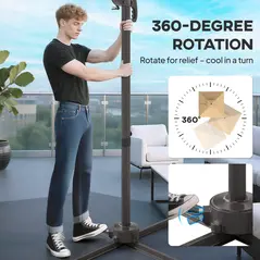 Outsunny 2.5m Cantilever Parasol with Solar Powered LED Lights, 360° Rotation, Tilt Adjustment, Crank Handle, Khaki - 8