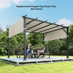 Outsunny 2 Pcs UV Protection Pergola Replacement Canopy, Pergola Shade Cover, Easy to Install, for 3 x 3(m) Pergola, Cream White - 8