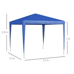 Outsunny 2.7m x 2.7m Garden Gazebo Marquee Party Tent Wedding Canopy Outdoor(Blue) - 3