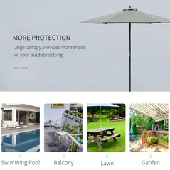 Outsunny 2.8m Garden Parasol Umbrella, Round Outdoor Market Table Umbrella Sun Shade Canopy, Dark Grey - 6