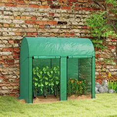 Outsunny 200 x 100cm Walk-In Greenhouse, with Zipped Doors - Green - 2
