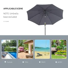 Outsunny 2.7M Garden Parasol Umbrella with Glass Fibre Ribs and Aluminium Frame, Tilting Sun Shade Shelter Canopy, Charcoal Grey - 7