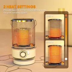 Outsunny 2000W Patio Electric Heater with 10-20㎡ Coverage, Separation Coil, Freestanding Outdoor Infrared Heater with Tip-Over Protection, Overheat Protection, Handle for Indoor and Outdoor Use, White - 4