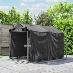Outsunny 2.2 x 1.6 m Garden Storage Tent, Waterproof Anti-UV Bike Tent with Roll-up Zipper Door, Galvanised Outdoor Storage Shelter Carport for Bike, Motorbike, Garden Tools, Black - 3