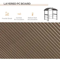 Outsunny 2.4 x 1.5m Outdoor Grill Gazebo with Side Shelves, PC Board Roof, Dark Grey - 4