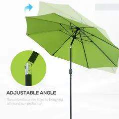 Outsunny 2.7M Garden Parasol Umbrella with Glass Fibre Ribs and Aluminium Frame, Tilting Sun Shade Shelter Canopy, Light Green - 5