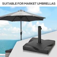 Outsunny 20kg Square Parasol Base Outdoor Garden Cement Umbrella Weight Stand Holder, Fits Φ32mm,Φ38mm,Φ48mm Pole - Black - 6