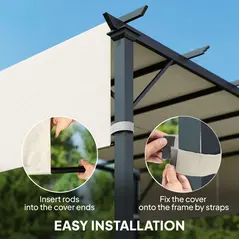 Outsunny 2 Pcs UV Protection Pergola Replacement Canopy, Pergola Shade Cover, Easy to Install, for 3 x 3(m) Pergola, Cream White - 6