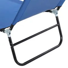 Outsunny 2 Piece Foldable Sun Loungers with 5-Position Adjustable Backrest, Outdoor Portable Recliner Chaise Lounge Chairs with Breathable Mesh Fabric, Blue - 9
