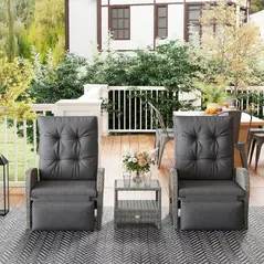 Outsunny 2 Seater Patio Rattan Wicker Chaise Lounge Sofa Set w/ Cushion for Patio Garden Porch, Grey - 9