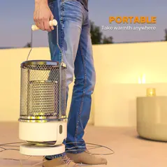 Outsunny 2000W Patio Electric Heater with 10-20㎡ Coverage, Separation Coil, Freestanding Outdoor Infrared Heater with Tip-Over Protection, Overheat Protection, Handle for Indoor and Outdoor Use, White - 8