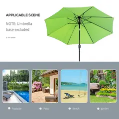 Outsunny 2.7M Garden Parasol Umbrella with Glass Fibre Ribs and Aluminium Frame, Tilting Sun Shade Shelter Canopy, Light Green - 7