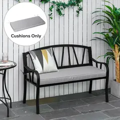 Outsunny 2 Seater Garden Bench Cushion -Light Grey - 2