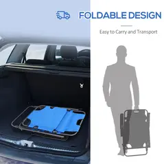 Outsunny 2 in 1 Folding Sun Lounger Reclining Garden Chair Set of 2 with 2-Level Adjustable Backrest, Outdoor Zero Gravity Recliner Garden Chairs with Head Pillow and Armrests, Blue - 5