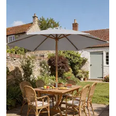 Outsunny 2.5m Wood Garden Parasol Sun Shade Patio Outdoor Wooden Umbrella Canopy, Table Market Umbrella with Vent, 38mm Pole, Rope Pulley Mechanism, Grey - 2