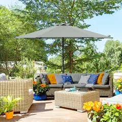 Outsunny 2.8m Garden Parasol Umbrella, Round Outdoor Market Table Umbrella Sun Shade Canopy, Dark Grey - 2