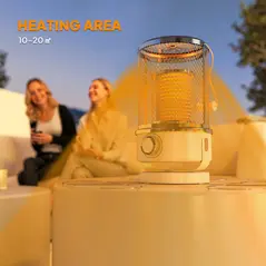 Outsunny 2000W Patio Electric Heater with 10-20㎡ Coverage, Separation Coil, Freestanding Outdoor Infrared Heater with Tip-Over Protection, Overheat Protection, Handle for Indoor and Outdoor Use, White - 5