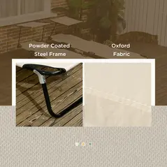 Outsunny 2 Piece Folding Sun Loungers with Canopy, Adjustable Recliner Garden Chairs with Side Pocket, Steel Frame and Breathable Mesh for Outdoor, Pool, Beach, Garden, Tan Brown - 7