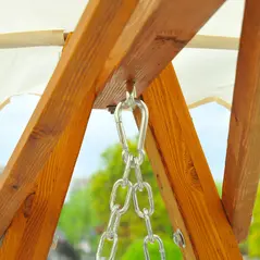 Outsunny 2 Seater Garden Swing Seat with Canopy, Wooden Swing Chair, Outdoor Hammock Bench for Balcony Patio Porch, Cream White - 7