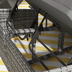 Outsunny 2 Seater Rattan Day Bed w/ Fire Retardant Cushions Grey - 9