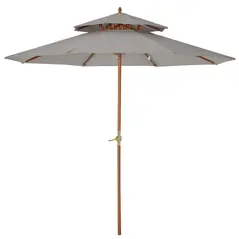 Outsunny 2.7m Elegant Wooden Frame Parasol Umbrella - Grey - 1