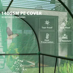 Outsunny 200 x 100cm Walk-In Greenhouse, with Zipped Doors - Green - 5