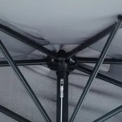 Outsunny 2.7m Garden Half Parasol, Outdoor Balcony Umbrella with 5 Steel Ribs, Patio Sun Shade, Grey - 9