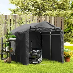 Outsunny 2.2 x 1.6 m Garden Storage Tent, Waterproof Anti-UV Bike Tent with Roll-up Zipper Door, Galvanised Outdoor Storage Shelter Carport for Bike, Motorbike, Garden Tools, Black - 9