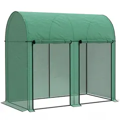 Outsunny 200 x 100cm Walk-In Greenhouse, with Zipped Doors - Green - 1