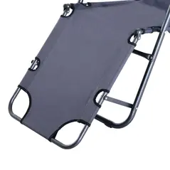 Outsunny 2 in 1 Folding Sun Lounger Reclining Garden Chair Set of 2 with 2-Level Adjustable Backrest, Outdoor Zero Gravity Recliner Garden Chairs with Head Pillow and Armrests, Grey - 9