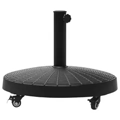 Outsunny 22.7kg Resin Patio Parasol Base Umbrella Stand Weight Deck Garden Sunshade Holder Round w/ Wheels Brakes Outdoor - 1
