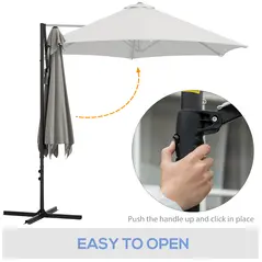 Outsunny 2.5m Rotating Cantilever Parasol - Light Grey - 4