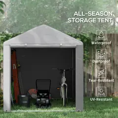 Outsunny 2.2 x 1.6 m Outdoor Storage Tent, with Accessories - Light Grey - 5
