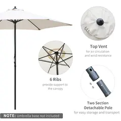 Outsunny 2.8m Garden Parasol Umbrella, Round Outdoor Market Table Umbrella Sun Shade Canopy, Off-White - 4