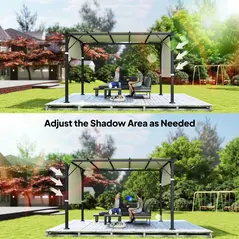 Outsunny 2 Pcs UV Protection Pergola Replacement Canopy, Pergola Shade Cover, Easy to Install, for 3 x 3(m) Pergola, Cream White - 7