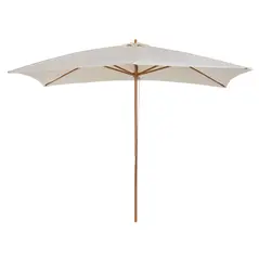 Outsunny 2 x 3m Wooden Garden Parasol Umbrella Outdoor Sun Shade Canopy, Cream White - 1