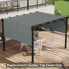 Outsunny 2 Pcs UV Protection Pergola Replacement Canopy, Pergola Shade Cover, Easy to Install, for 3 x 3(m) Pergola, Dark Grey - 2
