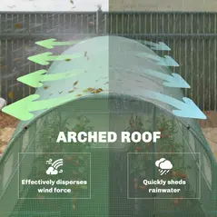 Outsunny 2 x 3 m Walk-in Polytunnel Greenhouse with Hinged Door and 6 Roll Up Mesh Windows, Garden Tunnel Warm House Tent, Green - 9