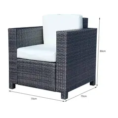Outsunny 2 Rattan Garden single Seater Chair All Weather Wicker Weave Single Sofa chair armchair Patio Black - 2