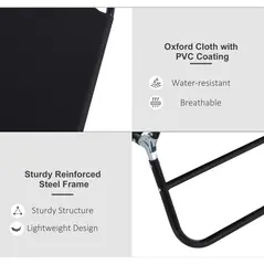 Outsunny 2 Piece Foldable Sun Loungers with 5-Position Adjustable Backrest, Outdoor Portable Recliner Chaise Lounge Chairs with Breathable Mesh Fabric, Black - 5