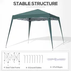 Outsunny 3 M x 3 M Base/ 2.5 M x 2.5 M Top Pop Up Gazebo with Carry Bag, Height Adjustable Slant Leg Party Tent Instant Event Shelter for Garden, Patio, Green - 6