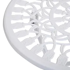 Outsunny 3 Piece Patio Bistro Set for 2, Outdoor Aluminium Garden Table and Chairs with Umbrella Hole for Balcony, White - 8