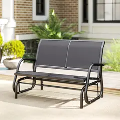 Outsunny 2-Person Outdoor Glider Bench Patio Double Swing Gliding Chair Loveseat w/Power Coated Steel Frame for Garden Patio Porch, Grey - 8