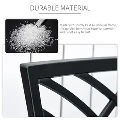 Outsunny 2-Seater Cast Aluminium Garden Bench Loveseat Outdoor Furniture Chair w/ Decorative Backrest & Ergonomic Armrest for Patio Terrace Porch - 7