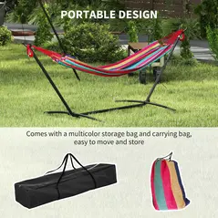 Outsunny 298 x 117cm Hammock with Stand Camping Hammock with Portable Carrying Bag, Adjustable Height, 120kg Load Capacity, Multicolour - 7
