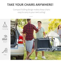 Outsunny 2pc Reclining Zero Gravity Sun Loungers ,Folding Chaise Lounge Chair with Cushions, Dark Grey - 7